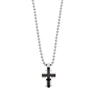 Blaze stainless steel men’s cross pendant with black detailing and ball chain