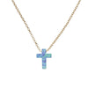 Light blue cross with gold chain
