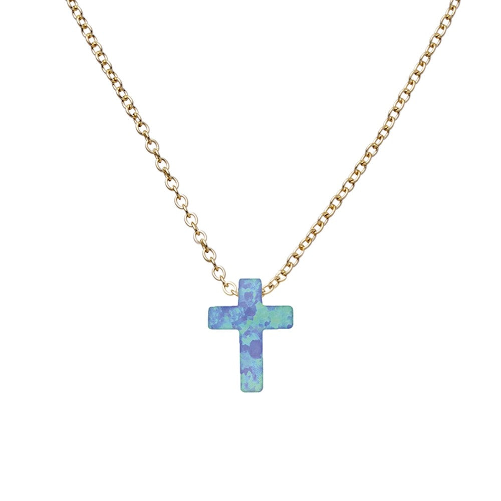 Light blue cross with gold chain – St Paul's Cathedral Shop