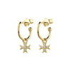 Sterling silver gold plated half hoop earrings with CZ cross charm