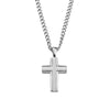 Stainless steel silver shiny and matte finish cross pendant with 3MM curb chain