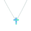 Sterling silver Light Blue opalite cross necklace