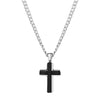 Black cross pendant with curb chain