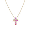 Sterling silver pink opalite cross necklace with gold plating