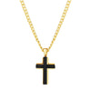 Gold Blaze stainless steel men’s black cross pendant with curb chain