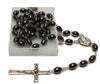 catholic rosary beads made of haematite with a metal crucifix
